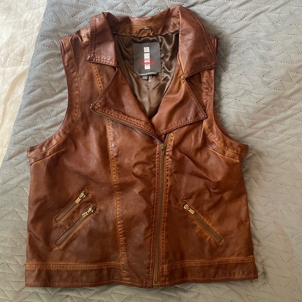 I Jeans by Buffalo Faux Brown Leather Vest - Ormond - Size L